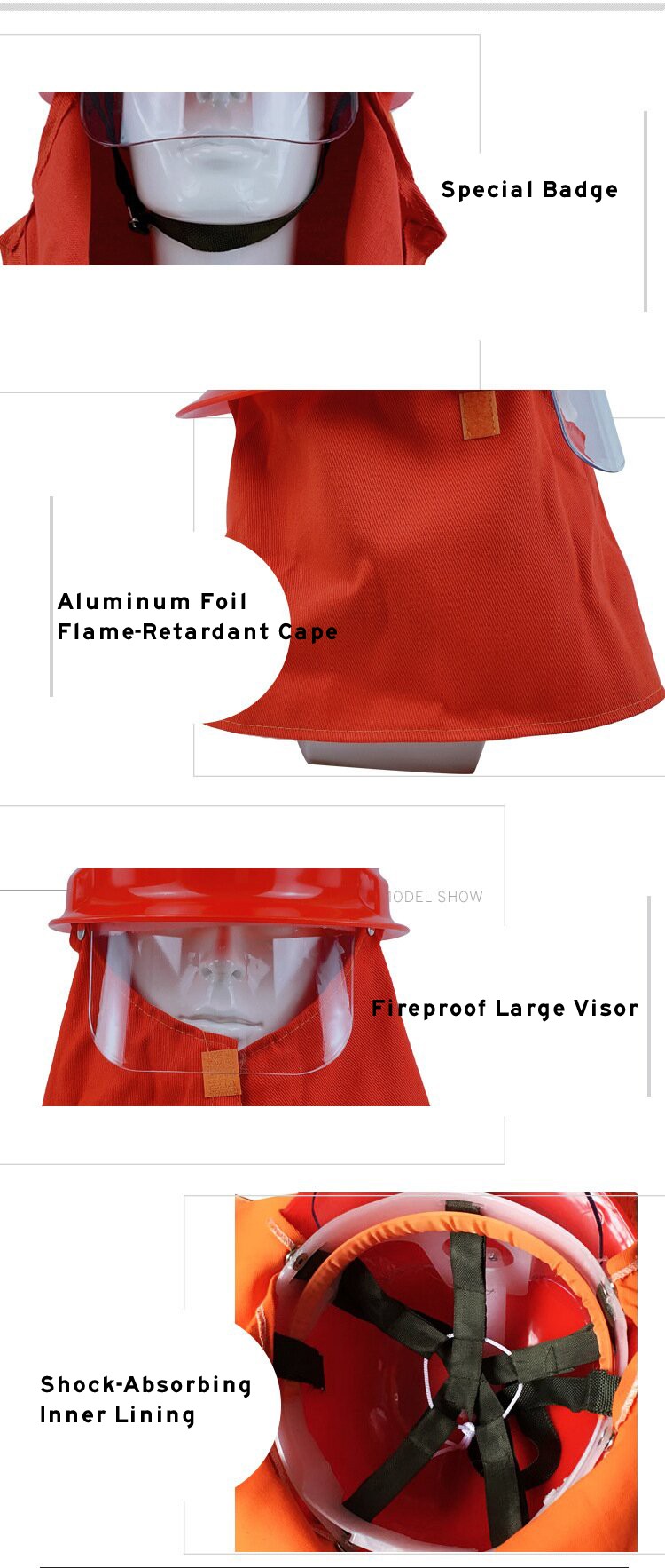 High - Visibility Fire Helmet with Face Shield and Neck Protection for Firefighters