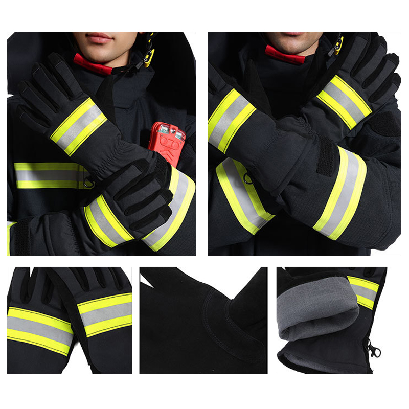Black Heat Resistant Structural Firefighting Gloves Factory